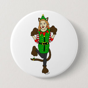 Badge Rond 7,6 Cm Bouton de catgirl de Noël