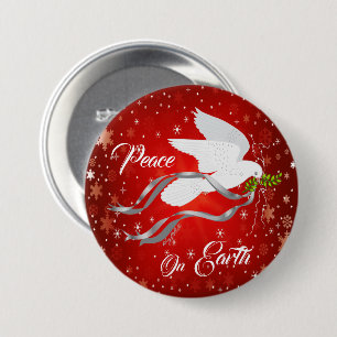 Badge Rond 7,6 Cm Bouton de colombe de Noël blanc