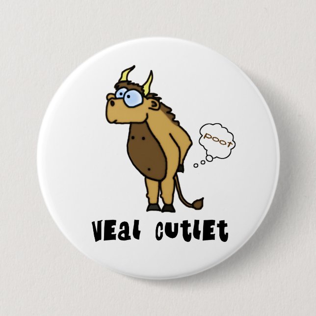 Badge Rond 7,6 Cm Bouton de côtelette de veau (Devant)