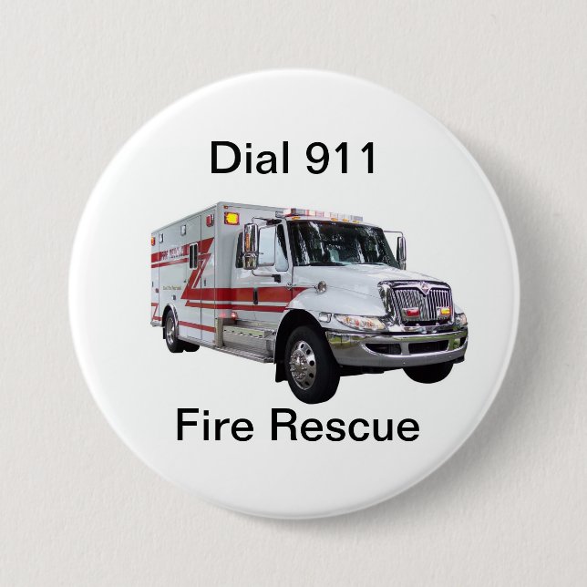 Badge Rond 7,6 Cm Bouton de délivrance du feu (Devant)