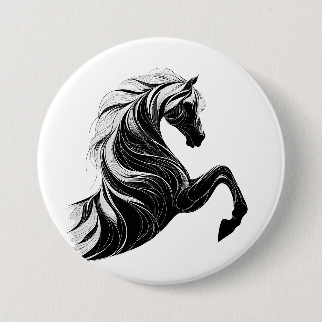 Badge Rond 7,6 Cm Bouton de design Cheval gras et élégant (Devant)