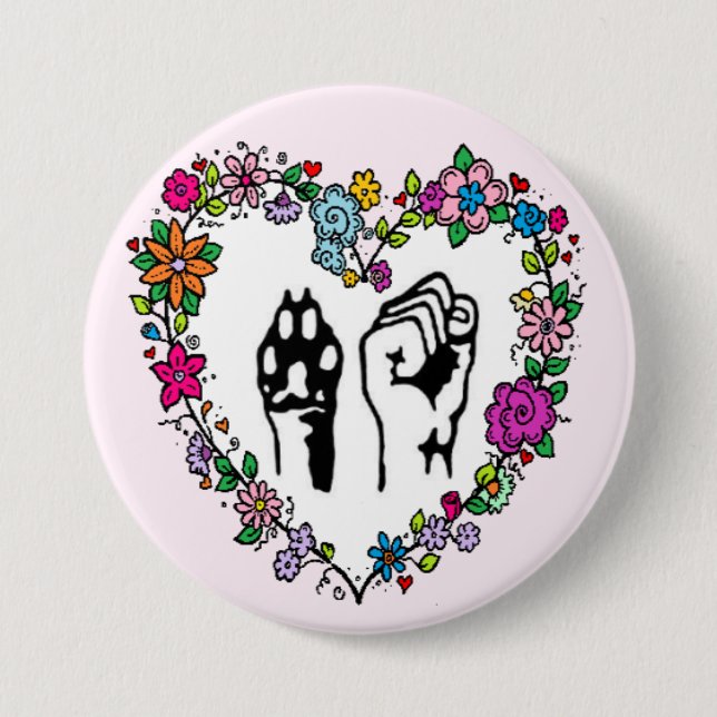 Badge Rond 7,6 Cm Bouton de droits des animaux (Devant)