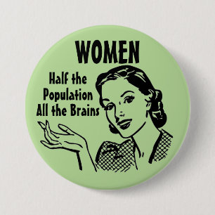 Badge Rond 7,6 Cm Bouton de femme intelligente rétro drôle