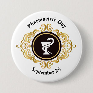 Badge Rond 7,6 Cm Bouton de fête des pharmaciens avec symbole d'hygi