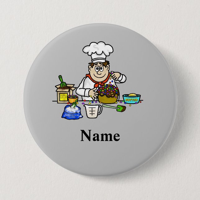 Badge Rond 7,6 Cm Bouton de gâteau boulanger (Devant)