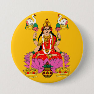 Badge Rond 7,6 Cm Bouton de la déesse Lakshmi