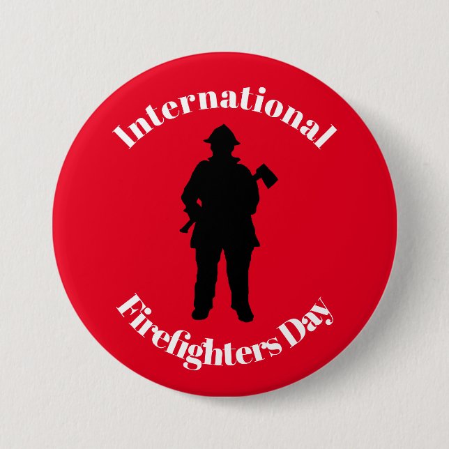 Badge Rond 7,6 Cm Bouton de la Journée internationale des pompiers (Devant)
