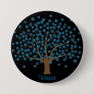 Badge Rond 7,6 Cm Bouton de l'arbre du flocon de neige en hiver
