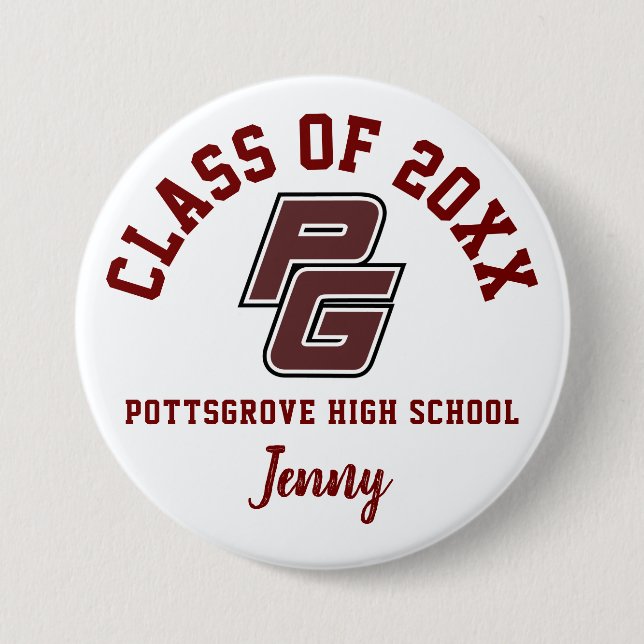 Badge Rond 7,6 Cm Bouton de l'école secondaire Pottsgrove Logo perso (Devant)