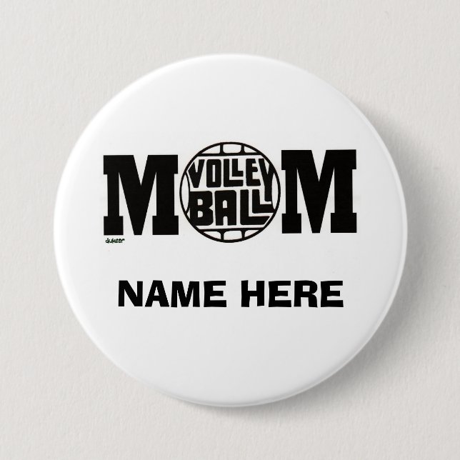 BADGE ROND 7,6 CM BOUTON DE MAMAN DE VOLLEYBALL (COUTUME) (Devant)