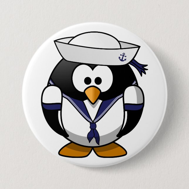 Badge Rond 7,6 Cm Bouton de marin de pingouin (Devant)