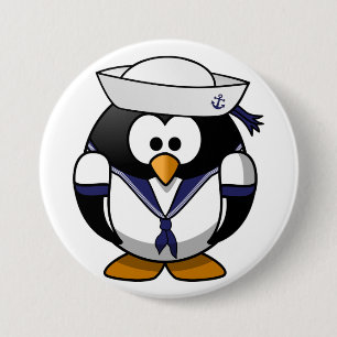 Badge Rond 7,6 Cm Bouton de marin de pingouin