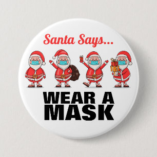 Badge Rond 7,6 Cm Bouton de Noël Père Noël portant un masque