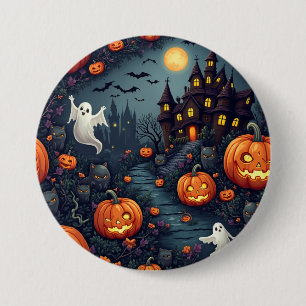Badge Rond 7,6 Cm Bouton de nuit hanté Halloween éffrayant