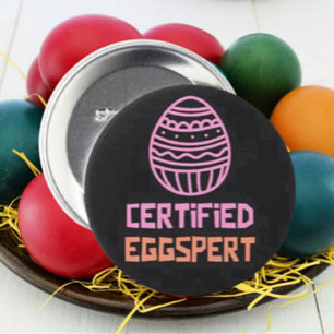 Badge Rond 7,6 Cm Bouton de Pâques Eggspert Certifié