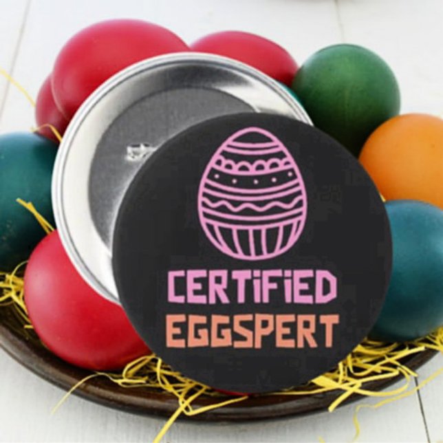 Badge Rond 7,6 Cm Bouton de Pâques Eggspert Certifié (Créateur téléchargé)