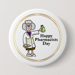 Badge Rond 7,6 Cm Bouton de pharmacienne femme âgée