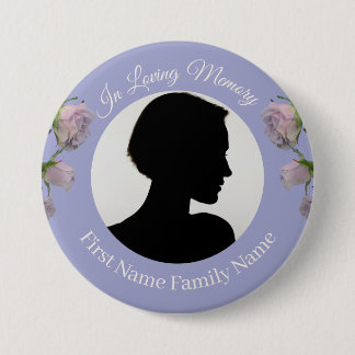 Badge Rond 7,6 Cm Bouton de photo commémorative de rose violette