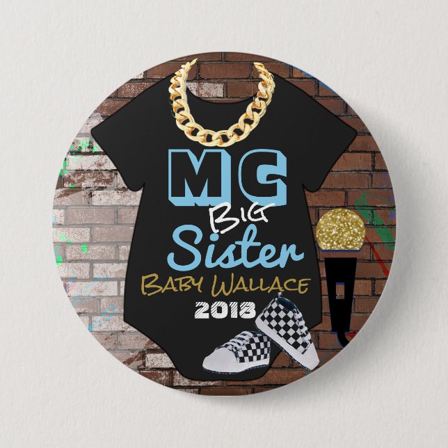 Badge Rond 7,6 Cm Bouton de Pinback de douche de garçon de hip hop (Devant)