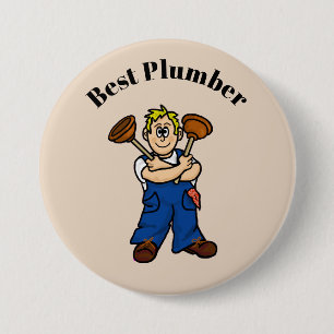 Badge Rond 7,6 Cm Bouton de plombier masculin