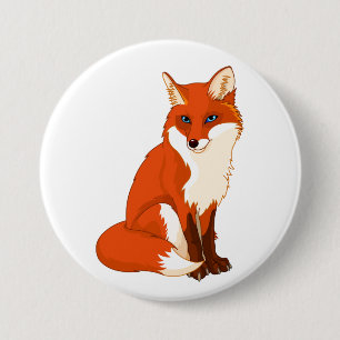 Badge Rond 7,6 Cm Bouton de Renard Mignon Assis