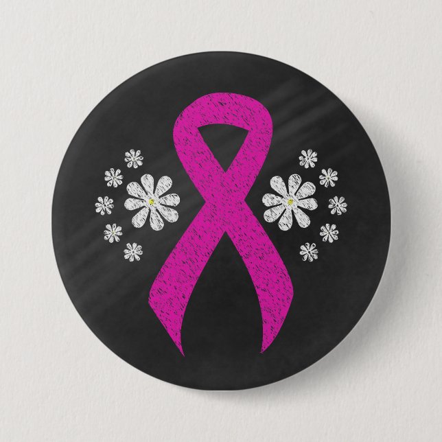 Badge Rond 7,6 Cm Bouton de ruban Chalkboard Hot Pink Awareness (Devant)