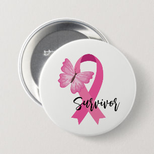 Badge Rond 7,6 Cm Bouton de ruban rose du cancer du sein