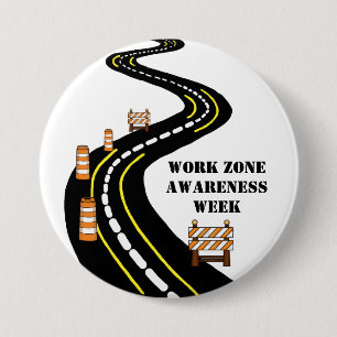 Badge Rond 7,6 Cm Bouton de sensibilisation à la zone de travail Ver