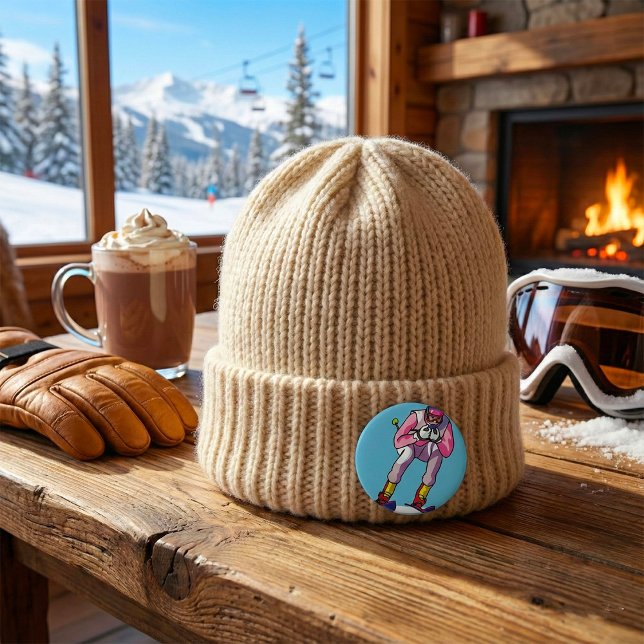 Badge Rond 7,6 Cm Bouton de ski alpin (Créateur téléchargé)