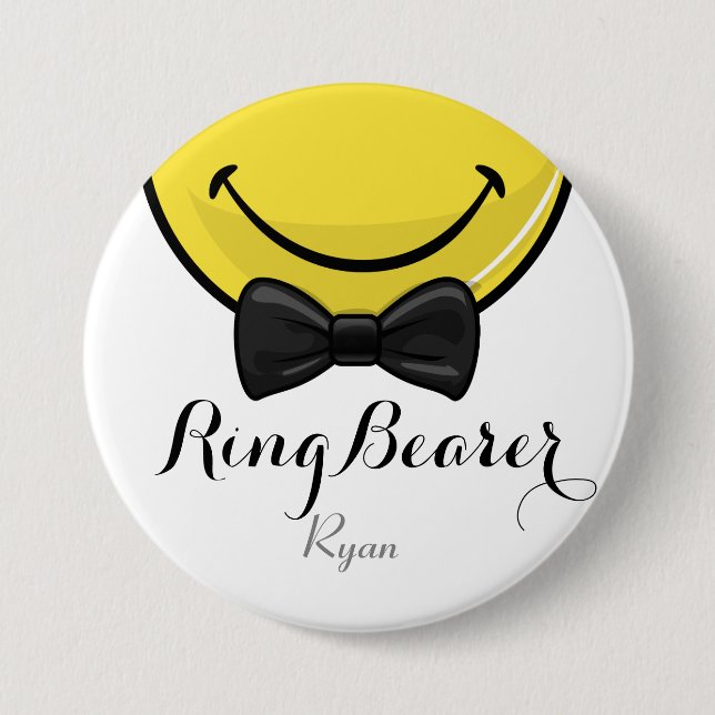 Badge Rond 7,6 Cm Bouton de sourire de mariage de RingBearer (Devant)