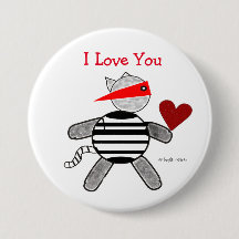 Bouton de Valentine de cambrioleur de chat