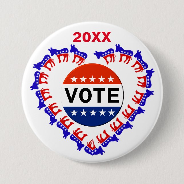 Badge Rond 7,6 Cm Bouton Démocratique des élections (Devant)