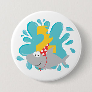 Badge Rond 7,6 Cm Bouton deuxième anniversaire de requin