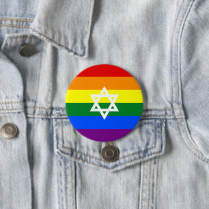 Badge Rond 7,6 Cm Bouton Drapeau Gay Jewish Pride