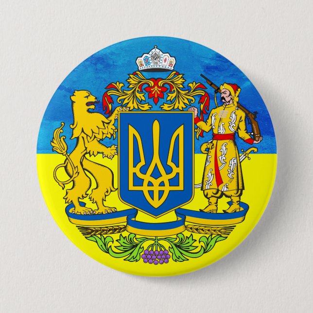Badge Rond 7,6 Cm Bouton drapeau ukrainien (Devant)