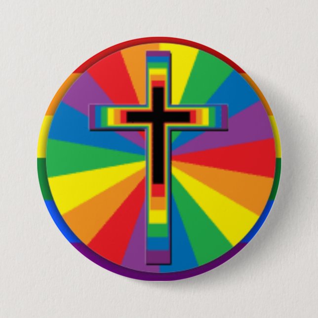 Badge Rond 7,6 Cm Bouton du Gay pride chrétien, (Devant)