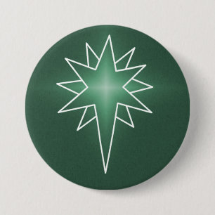 Badge Rond 7,6 Cm Bouton du nord de Noël d'étoile, vert