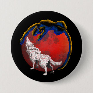Badge Rond 7,6 Cm Bouton Éclipse Lunaire Panthère Loup