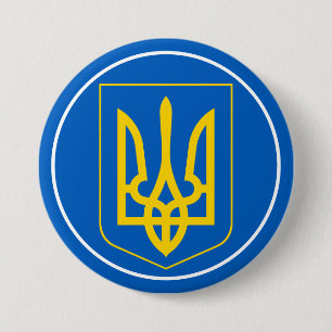 Badge Rond 7,6 Cm bouton emblème ukrainien