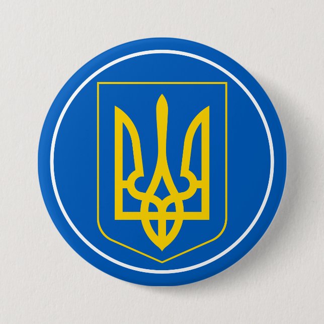 Badge Rond 7,6 Cm bouton emblème ukrainien (Devant)