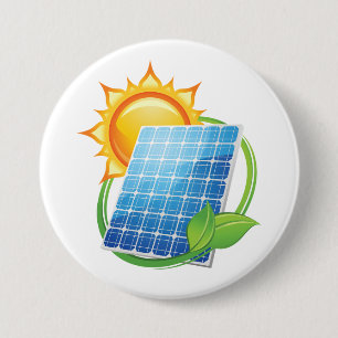 Badge Rond 7,6 Cm Bouton Énergie Solaire