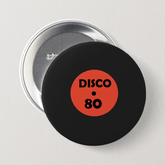 Badge Rond 7,6 Cm Bouton Enregistrement Gramophone - Disco Party (Devant & derrière)