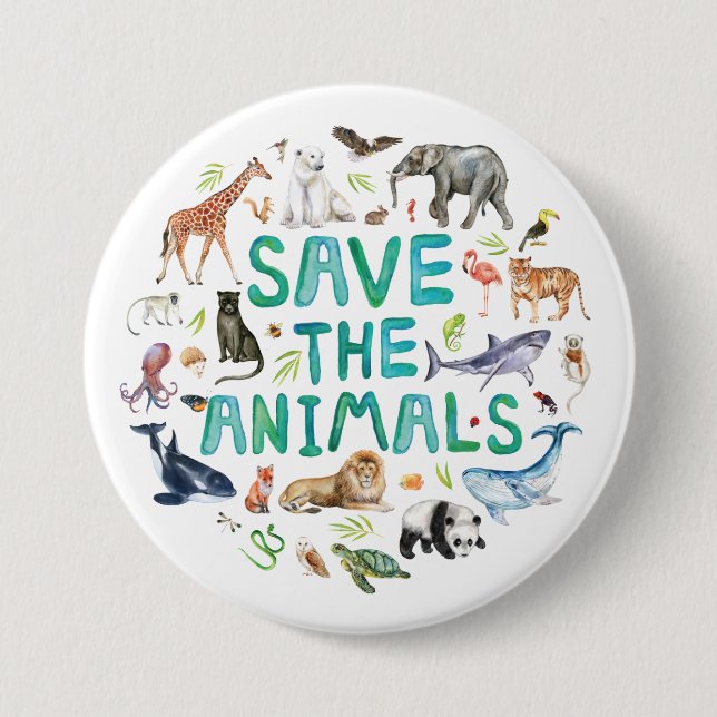 Badge Rond 7,6 Cm Bouton Enregistrer les animaux (Devant)