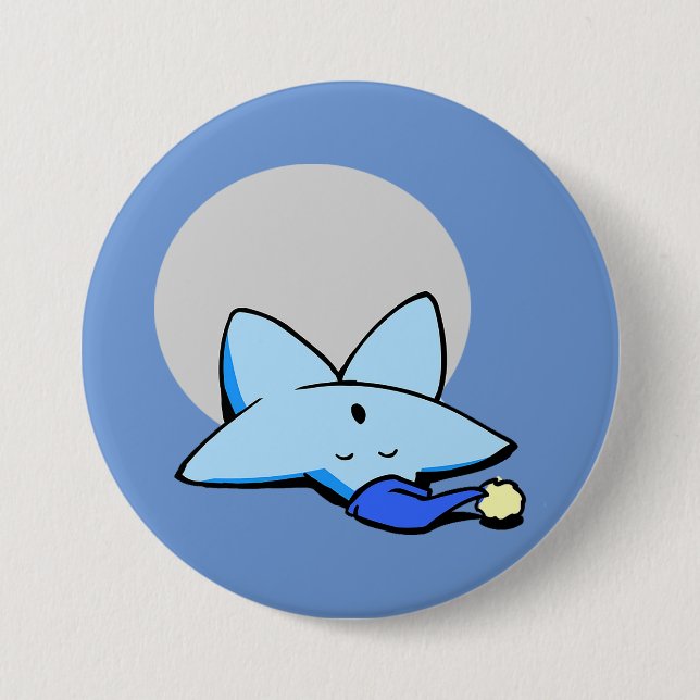 Badge Rond 7,6 Cm Bouton étoile bleu dormant (Devant)