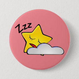 Badge Rond 7,6 Cm Bouton étoile jaune dormant