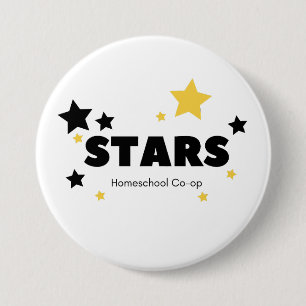 Badge Rond 7,6 Cm Bouton ÉTOILES jaune