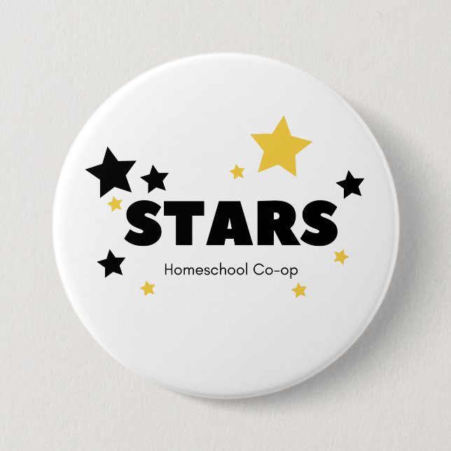Badge Rond 7,6 Cm Bouton ÉTOILES jaune (Devant)