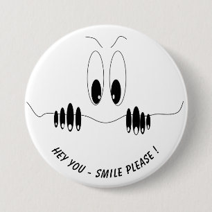Badge Rond 7,6 Cm Bouton Eyes Curiosity Drôle Souriez votre texte/co