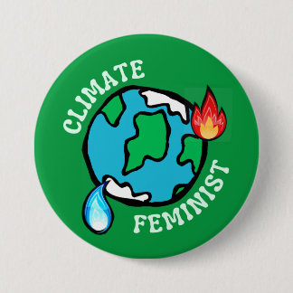 Badge Rond 7,6 Cm Bouton féministe climatique (vert)
