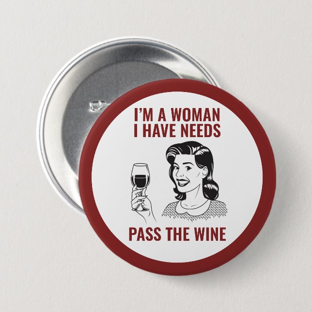 Badge Rond 7,6 Cm Bouton femmes amoureuses du vin (Devant & derrière)